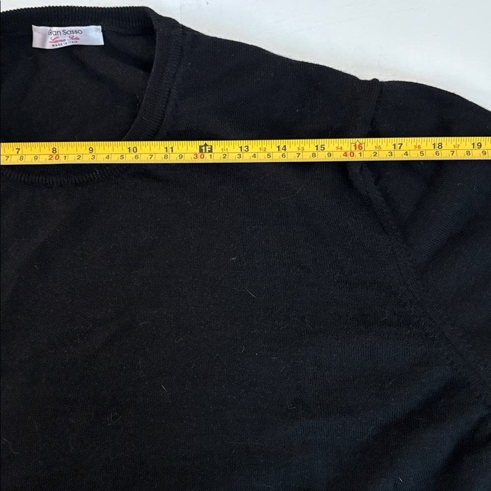 Gran Sasso Made in Italy wool silk blend black crewneck long sleeve sweater - Picture 14 of 16